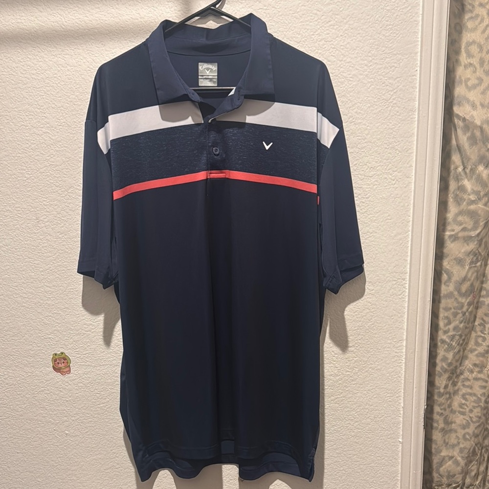Callaway Polo Blue and Red Striped Shirt